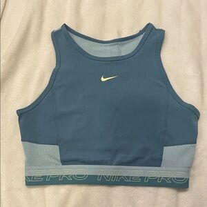 Nike Teal and Light Blue Pro Crop Sports Bra